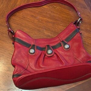 Brighton Red and Black Leather Shoulder Bag